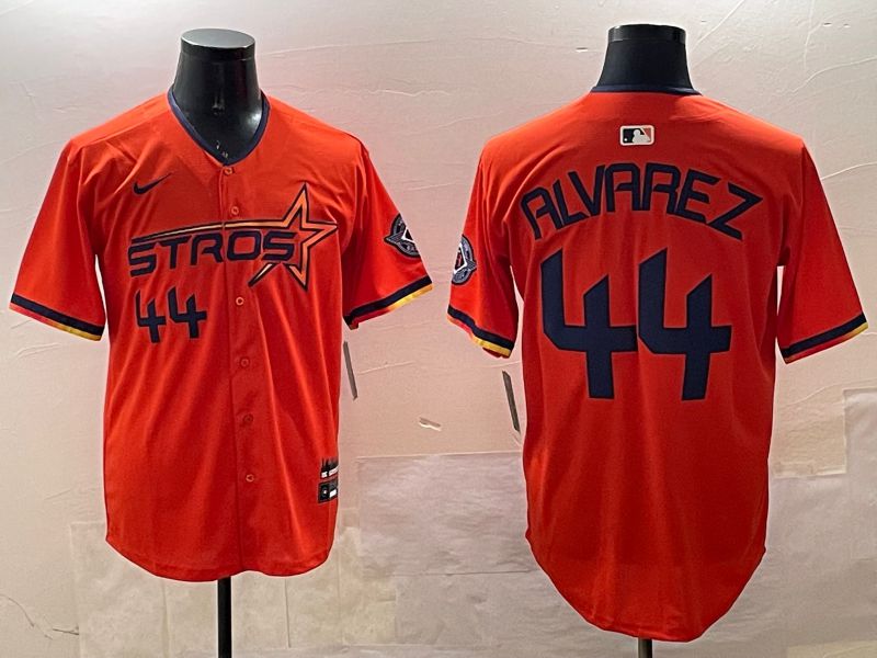 Men Houston Astros 44 Alvarez Orange Three generations Joint Name 2025 Nike MLB Jersey style 9